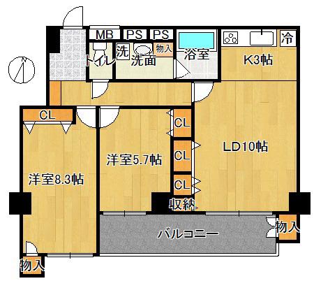 新宿内藤町ハウス(2LDK/4階)の間取り写真