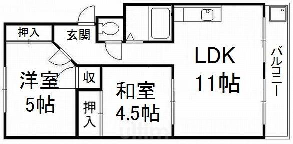 コーポ桃山(2LDK/3階)の間取り写真