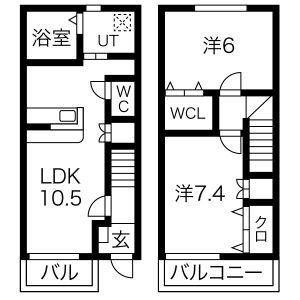 CLAIR PETIT BOIS B棟(2LDK/1階)の間取り写真