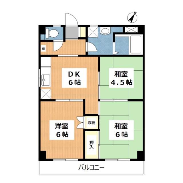コーポサテライト(3DK/1階)の間取り写真