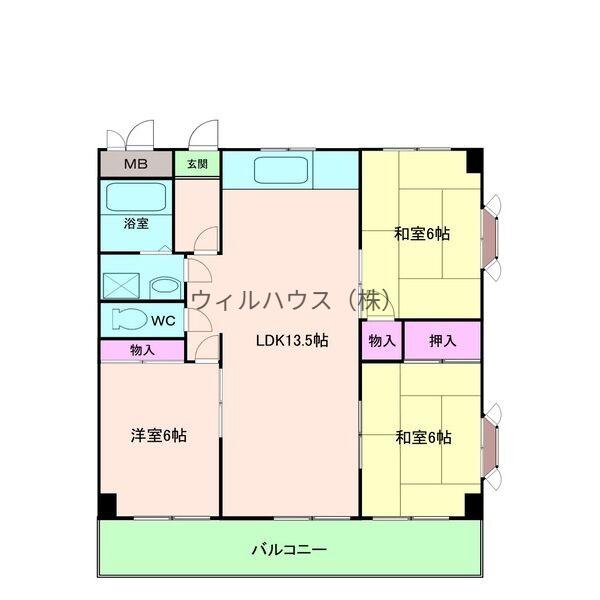 コーポ愛(3LDK/2階)の間取り写真