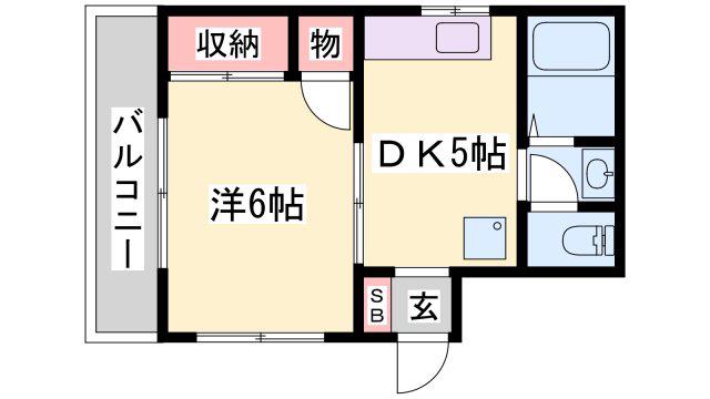 ハイツ松本(1DK/2階)の間取り写真