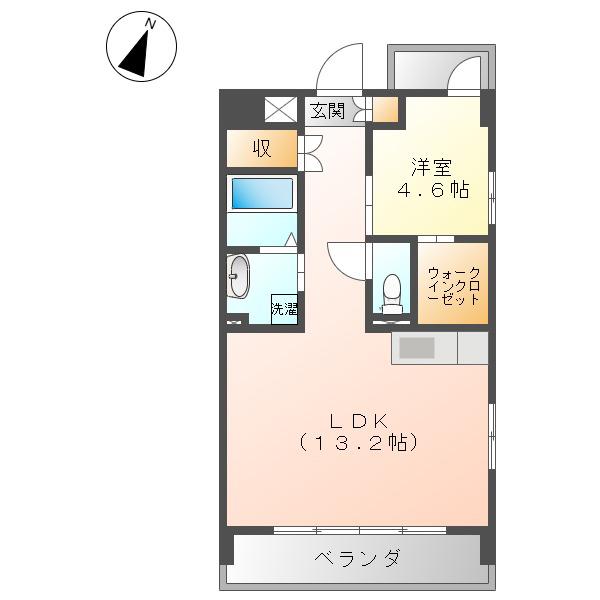 ペルル清華(1LDK/3階)の間取り写真