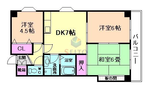 リアライズ千里中央(3DK/4階)の間取り写真