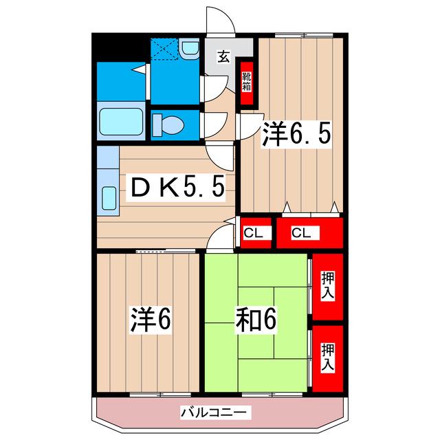 フローラルコート(3DK/3階)の間取り写真