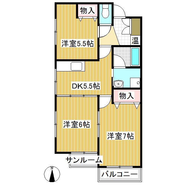 新田ツインズ(3DK/1階)の間取り写真