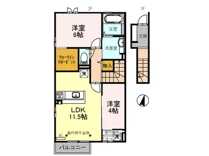 ティエラ(2LDK/2階)の間取り写真