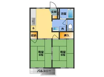 ラプラスウエマツ2(2DK/2階)の間取り写真