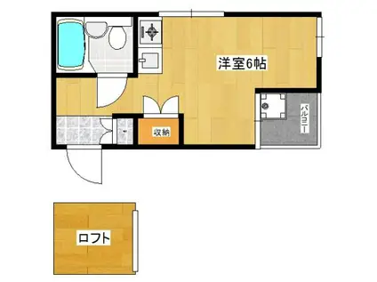 トクワI(ワンルーム/2階)の間取り写真