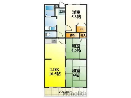パークサイド南貴望ケ丘(3LDK/1階)の間取り写真