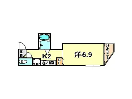 プラシード六甲(1K/4階)の間取り写真