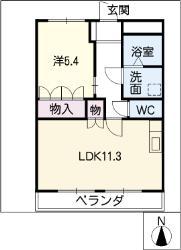 プロヴァンス(1LDK/1階)の間取り写真
