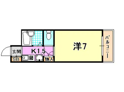 スマ扇コーポ(1K/3階)の間取り写真