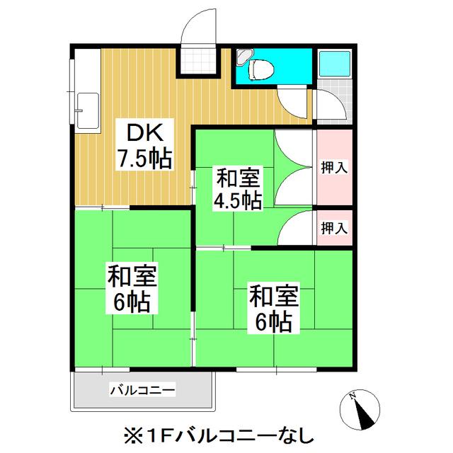 シャンボールハイツ(3DK/1階)の間取り写真