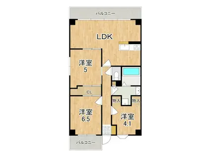 東急ドエル大和八木アネックスC棟(3LDK/5階)の間取り写真