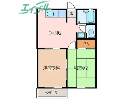 N・フラット(2DK/2階)の間取り写真