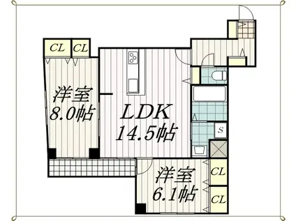 ARCOBALENO SHINMEIアルコバレーノシンメイ(2LDK/4階)の間取り写真