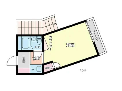 グリーンハウス I(ワンルーム/1階)の間取り写真