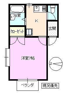 Tハイツ(1K/1階)の間取り写真