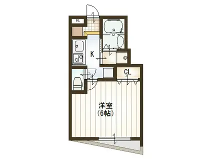 クローバー十一番館(1K/2階)の間取り写真