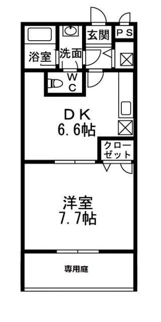 フジパレス三葛(1DK/1階)の間取り写真