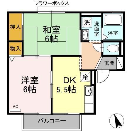 グレースハイム(2DK/2階)の間取り写真