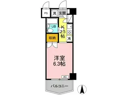 ジュネス西生田(1K/4階)の間取り写真