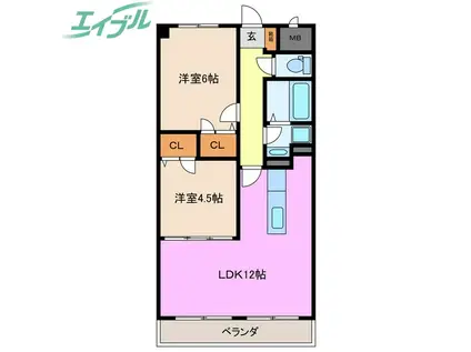 フォ.セート(2LDK/2階)の間取り写真