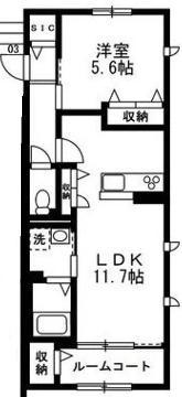 メゾン・ヴォワル(1LDK/1階)の間取り写真