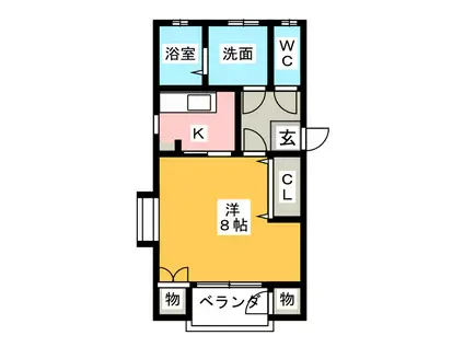 オーベルジュ(1K/2階)の間取り写真