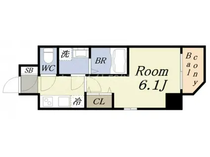 エスリードレジデンス大阪弁天町(1K/4階)の間取り写真