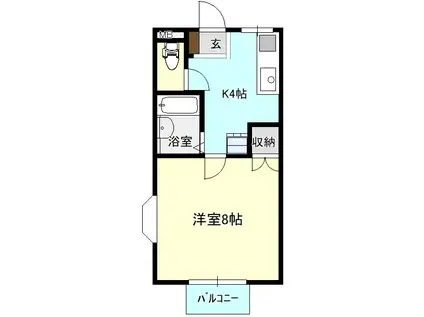 ハッピーハイツ(1K/2階)の間取り写真