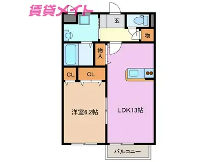 フラワーピーチパート III(1LDK/1階)の間取り写真