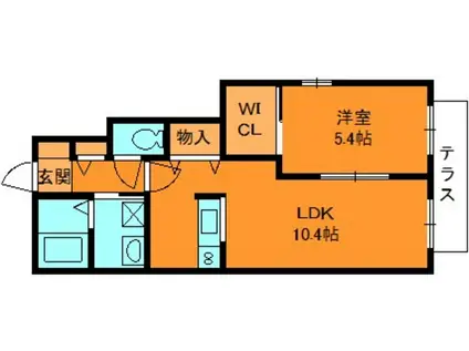 ヴィラ・ライスシャワーC(1LDK/1階)の間取り写真
