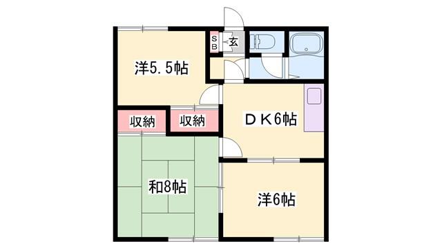 クロスロード(3DK/1階)の間取り写真