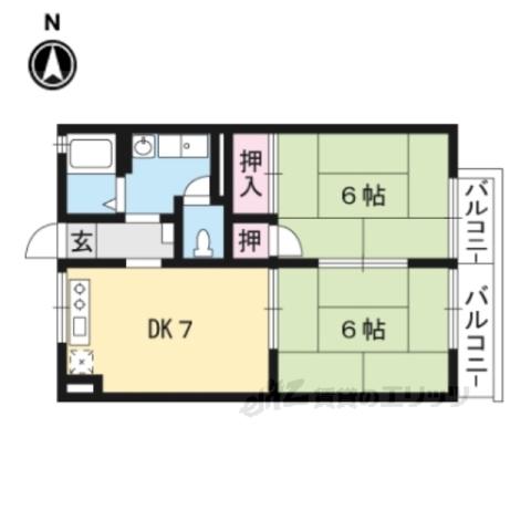 草川ハイツ3(2DK/2階)の間取り写真