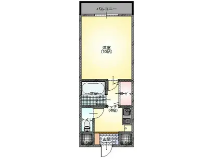朝日プラザエザース堤通雨宮町II(1K/4階)の間取り写真