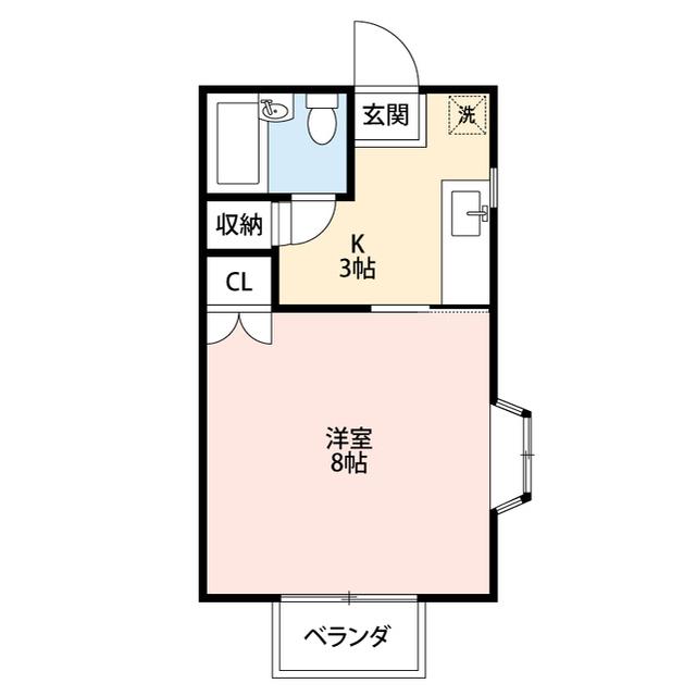 トヒロアパート(1K/2階)の間取り写真