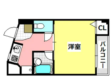 ローズヒル茨木(1K/2階)の間取り写真