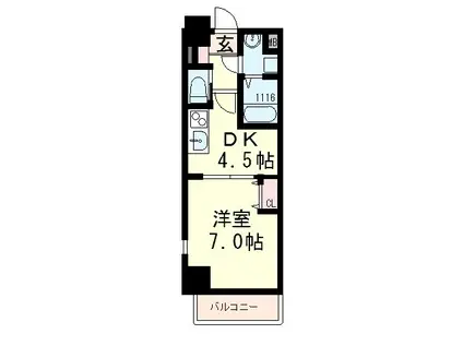 REGINA COURT大津石山(1DK/4階)の間取り写真