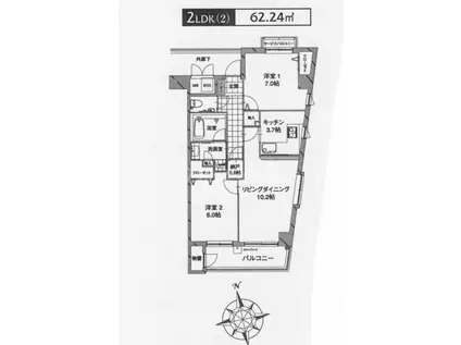 クール・ドゥ・サンセール(2LDK/1階)の間取り写真