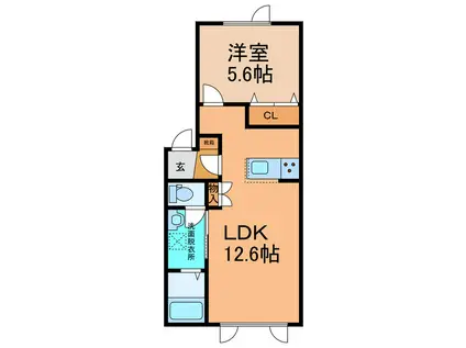 NOIR I(1LDK/2階)の間取り写真