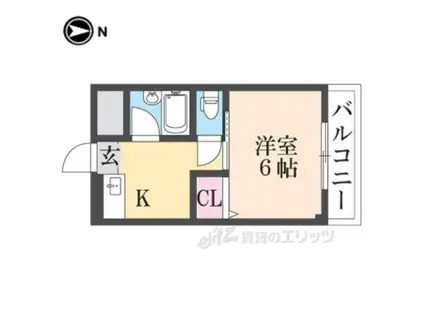 ロータリーマンション香里北之町(1K/3階)の間取り写真