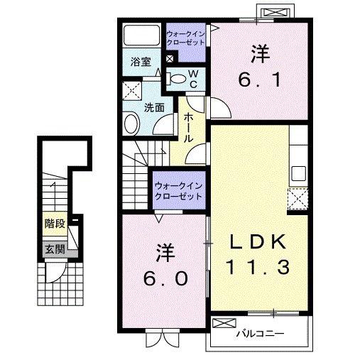 リバーサイド西浜B(2LDK/2階)の間取り写真