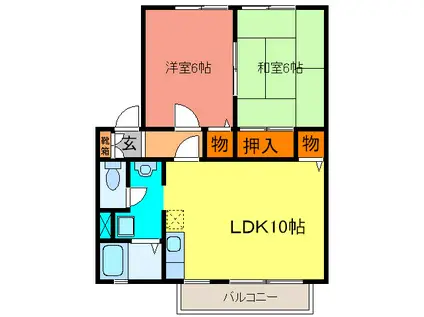 パナハイツ清和台(2LDK/2階)の間取り写真