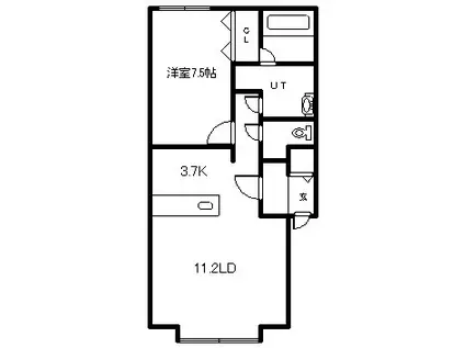 アスティオンIII(1LDK/2階)の間取り写真