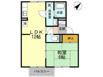 セジュール沢里(1LDK/2階)の間取り写真