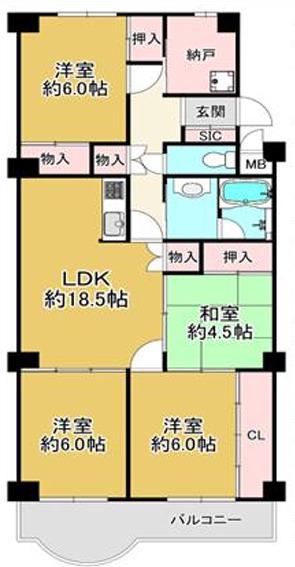 熊内台セントポリア(4LDK/1階)の間取り写真