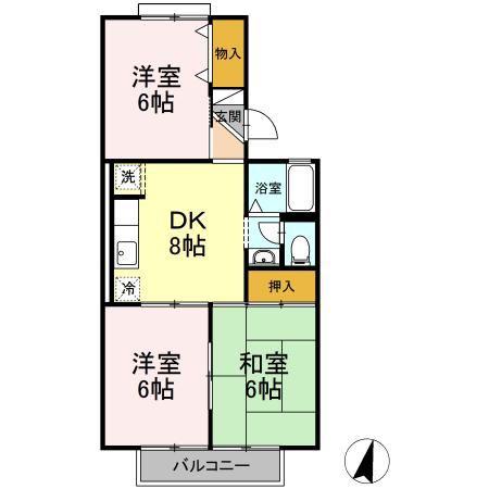 コーポ池まち花やしき(3DK/1階)の間取り写真