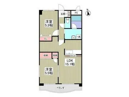 ルネスレガート(2LDK/3階)の間取り写真